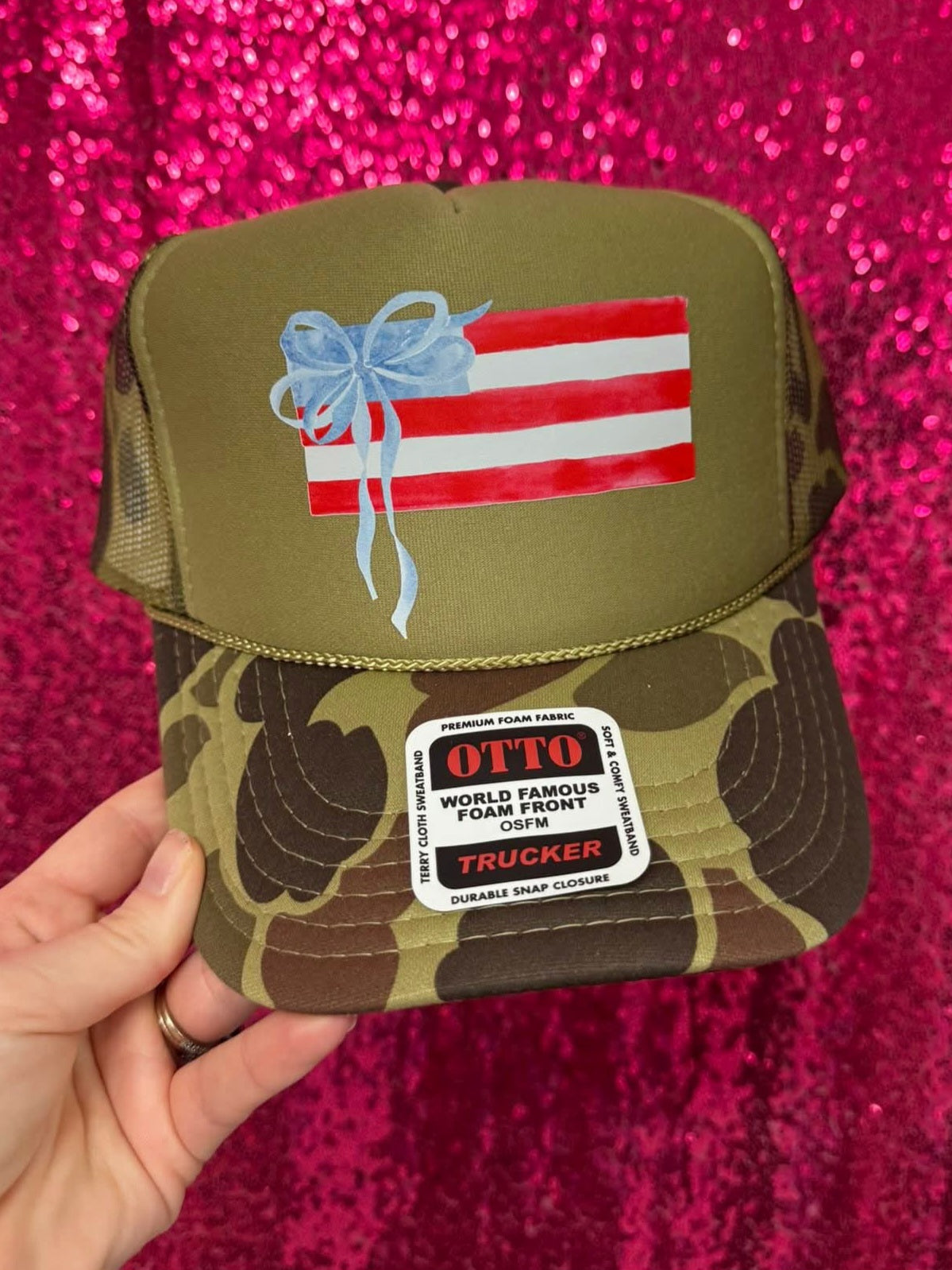 American Flag with a bow