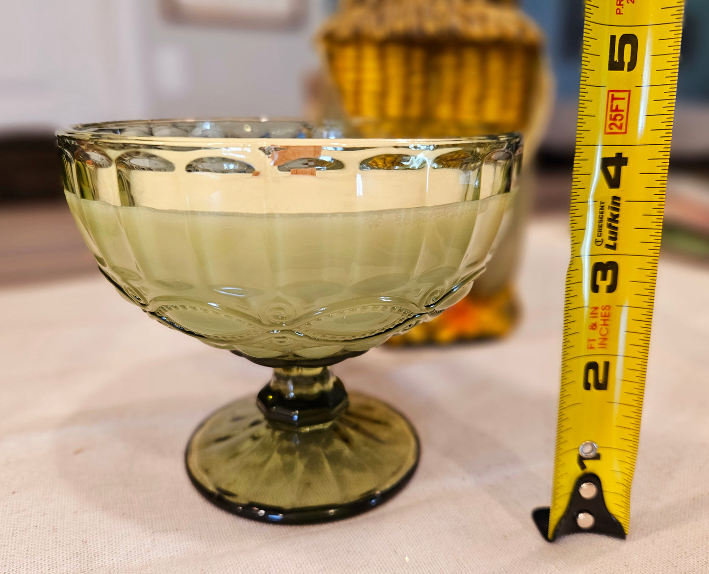 Green Vintage Pattern Glass Candle