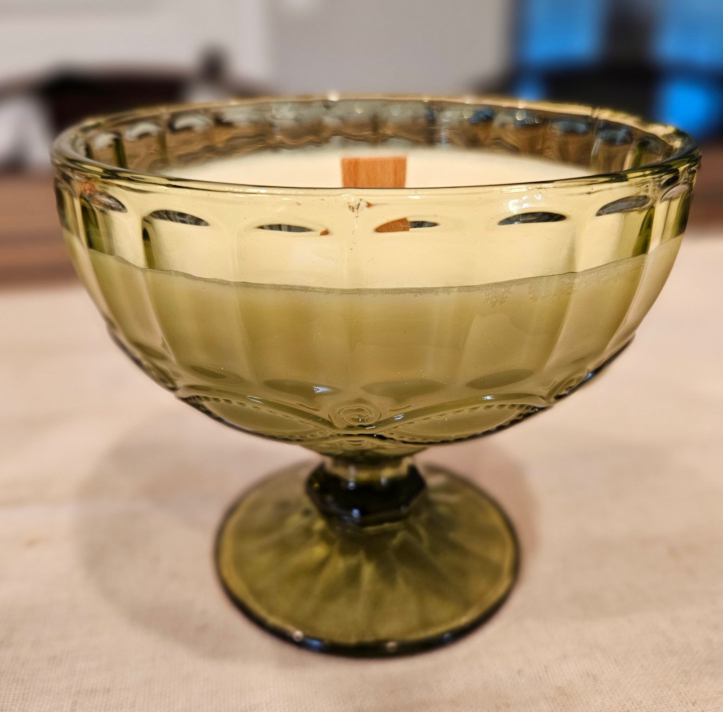 Green Vintage Pattern Glass Candle