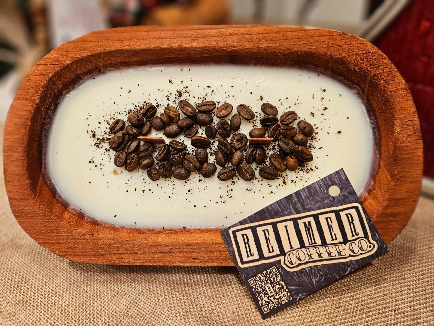Sweet Aroma Latte Smell Wood Bowl Candle