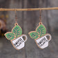 Coffee & Plants Wooden Alloy Dangle Earrings