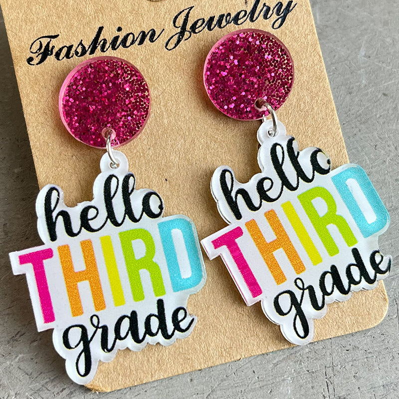 Hello Grade Acrylic Dangle Earrings