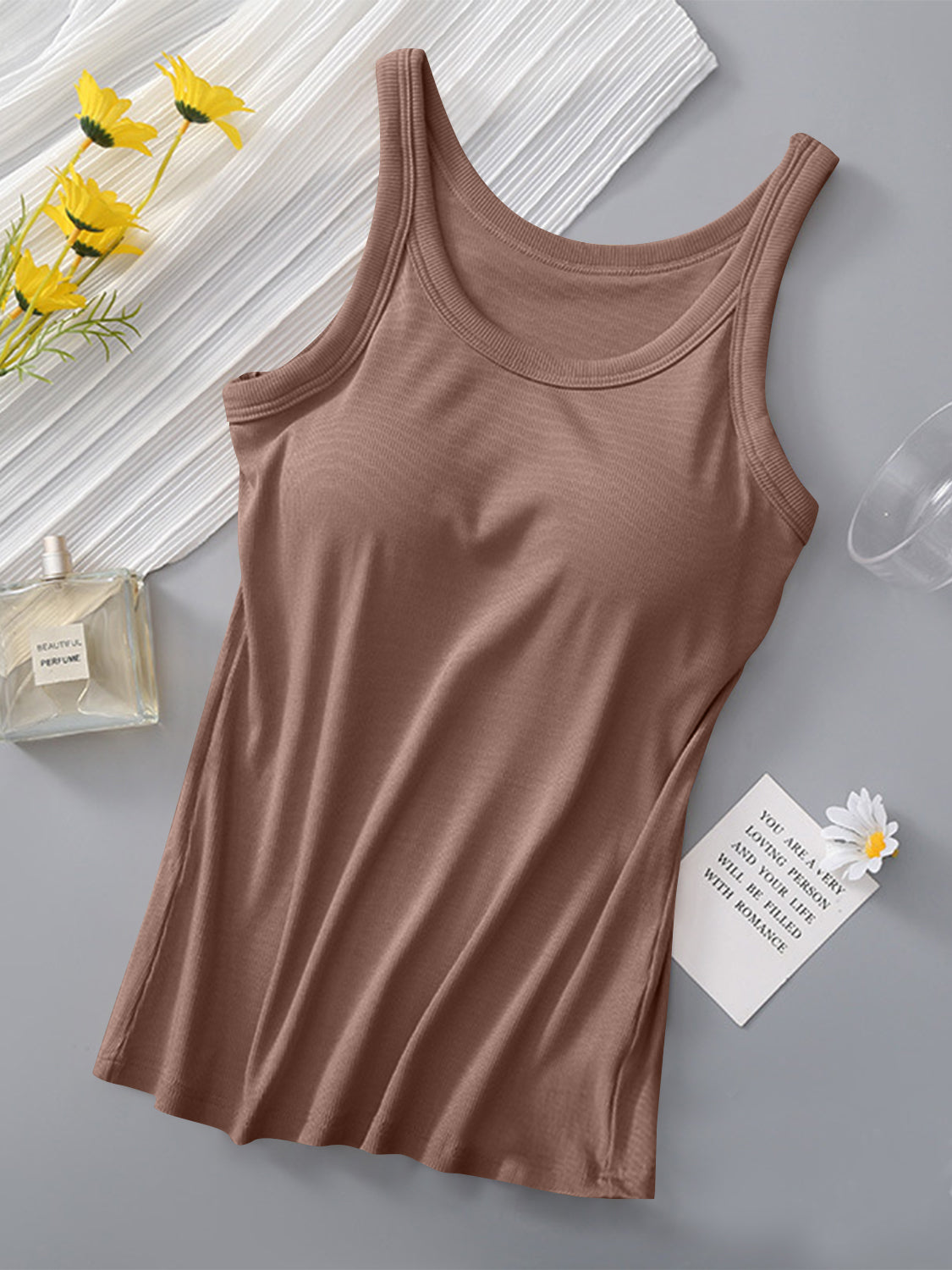 Round Neck Tank Top with Bra