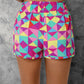 Color Block Elastic Waist Shorts