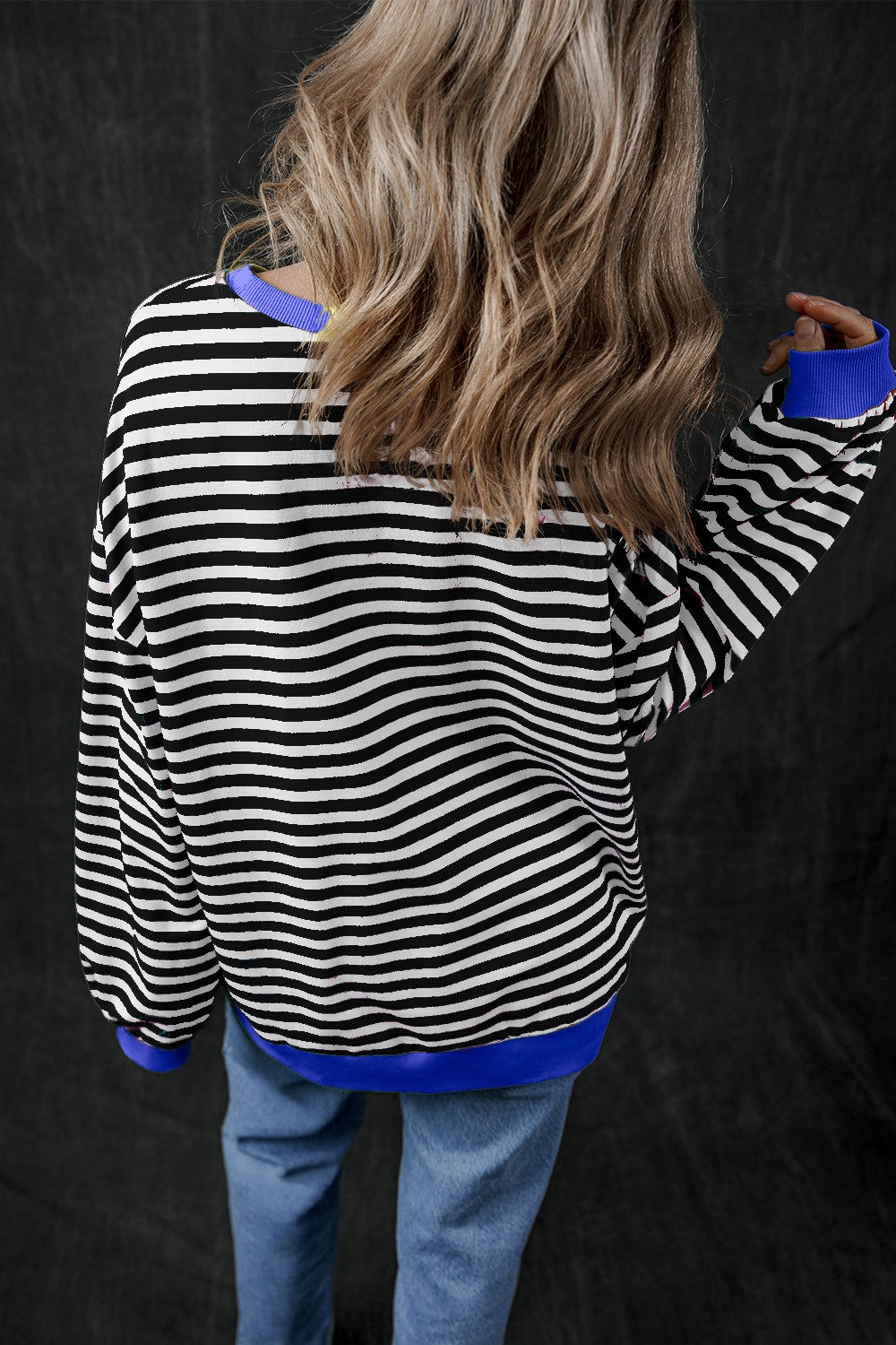 Pumpkin Striped Long Sleeve Sweatshirt