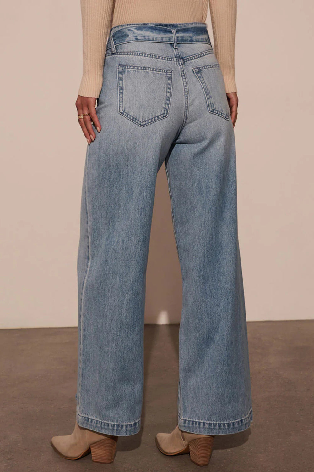 Stylish Tied Wide Leg Jeans with Pockets