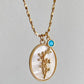 Birthstone And Birth Flower Shell Pendant Copper Necklace