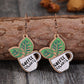 Coffee & Plants Wooden Alloy Dangle Earrings