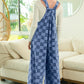 Double Take Checkered Sleeveless Wide Leg Denim Jumpsuit