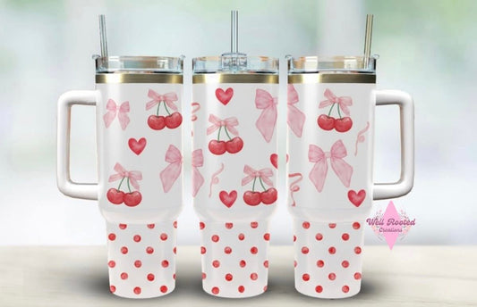 40 oz Cherries with Bows Tumbler