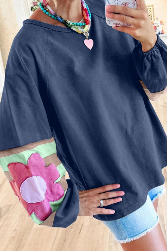 Flower Patch Balloon Sleeve Top