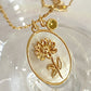 Birthstone And Birth Flower Shell Pendant Copper Necklace