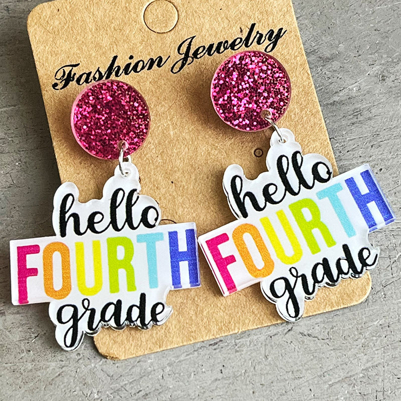 Hello Grade Acrylic Dangle Earrings