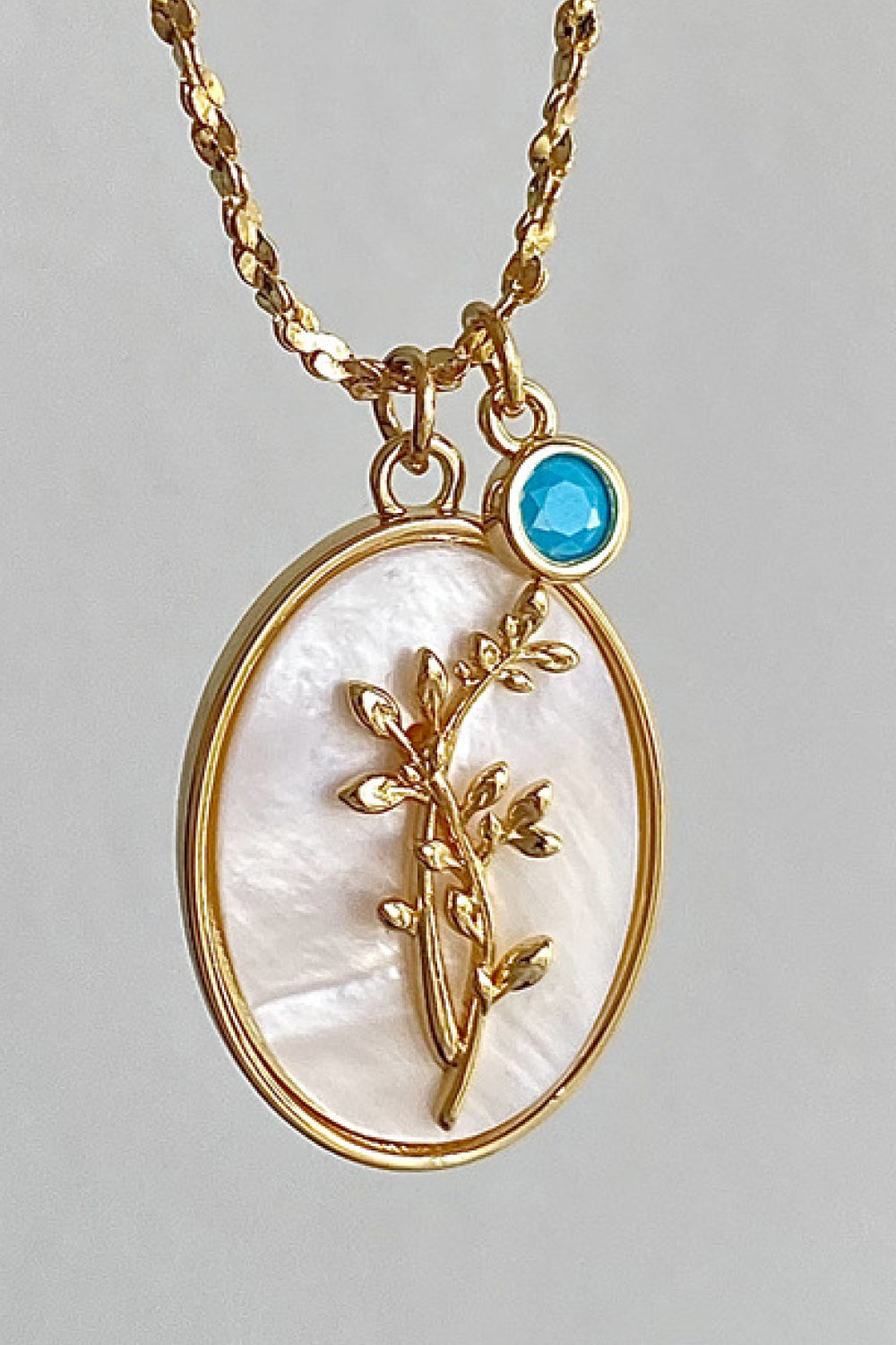 Birthstone And Birth Flower Shell Pendant Copper Necklace