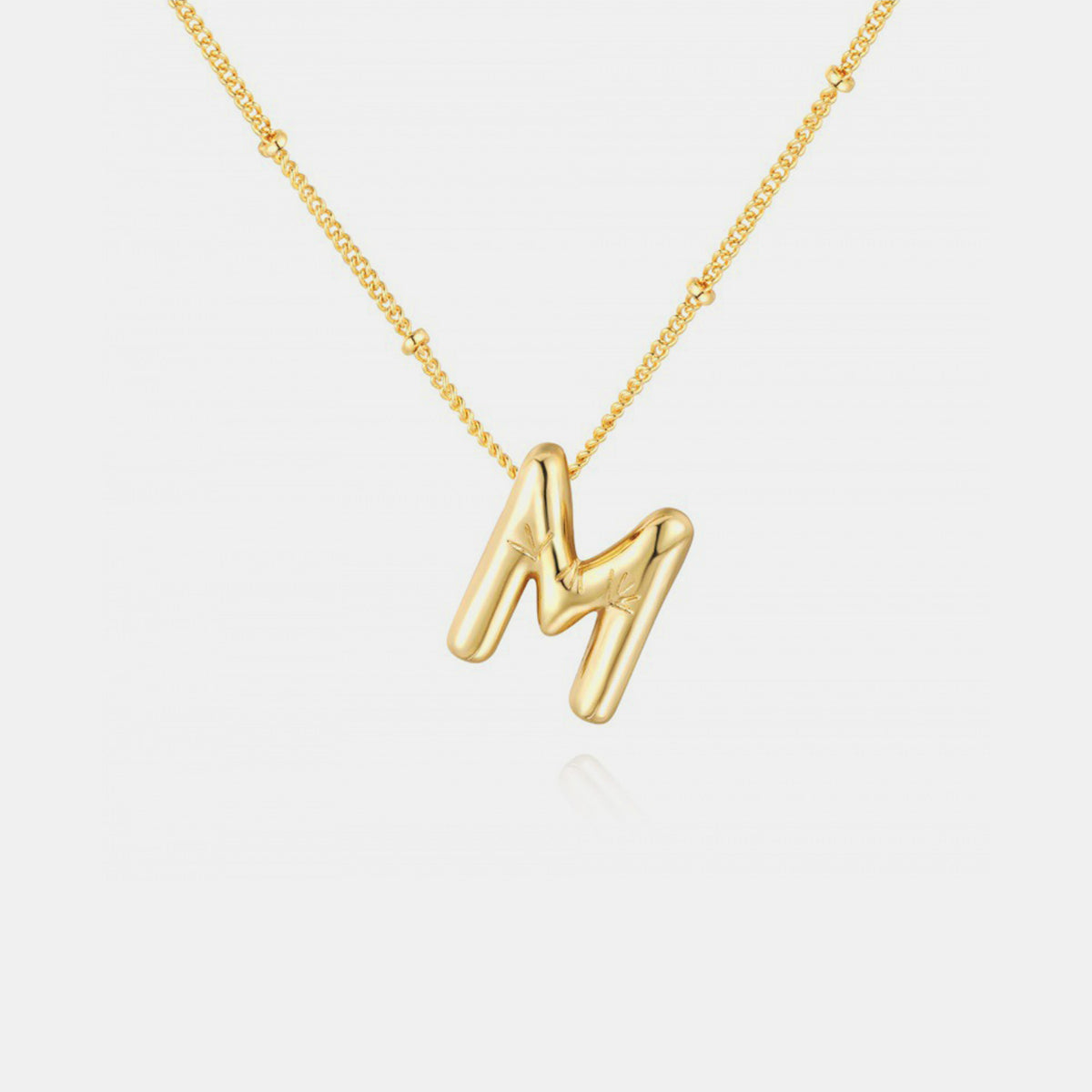 Gold-Plated Bubble Initial Necklace (K-S)