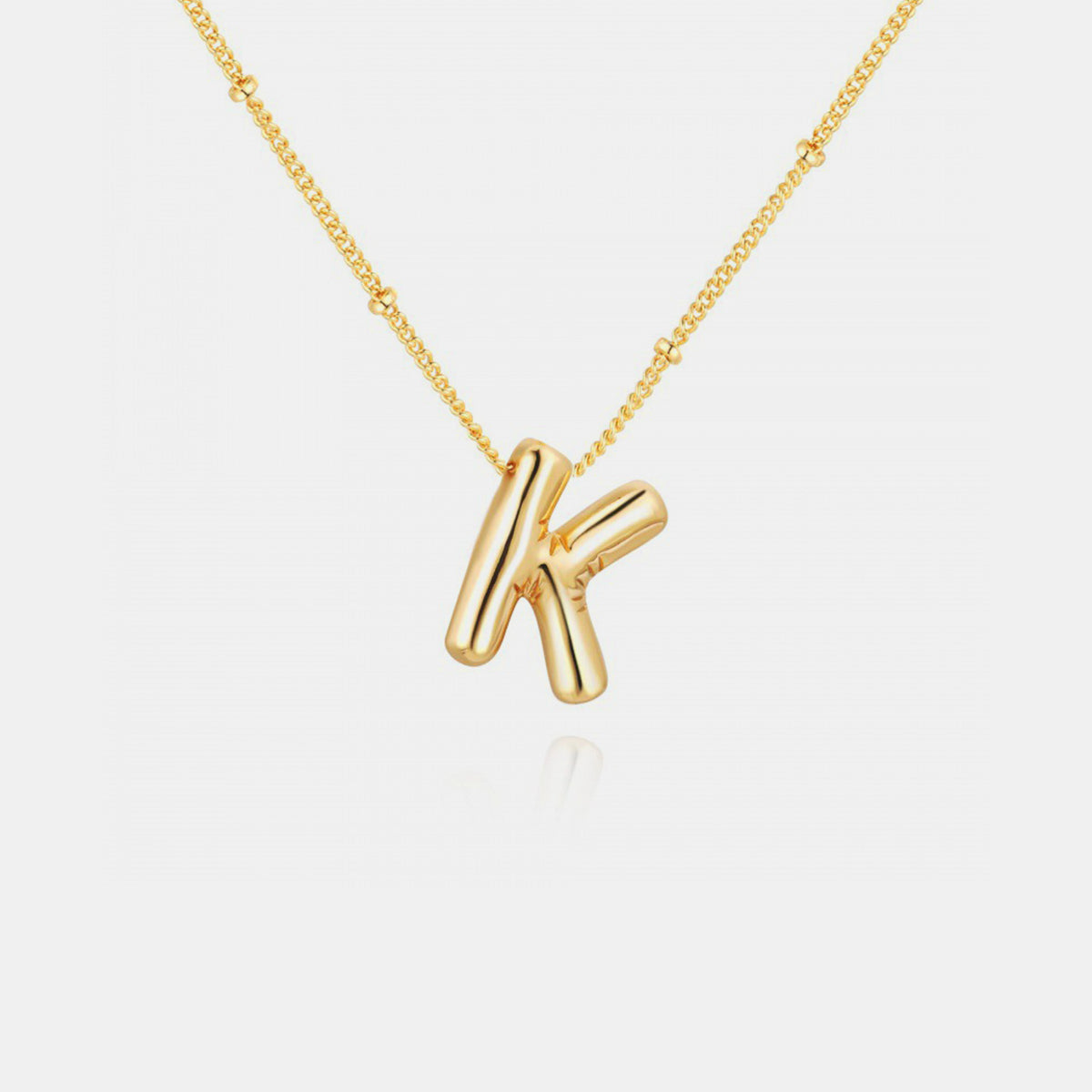 Gold-Plated Bubble Initial Necklace (K-S)