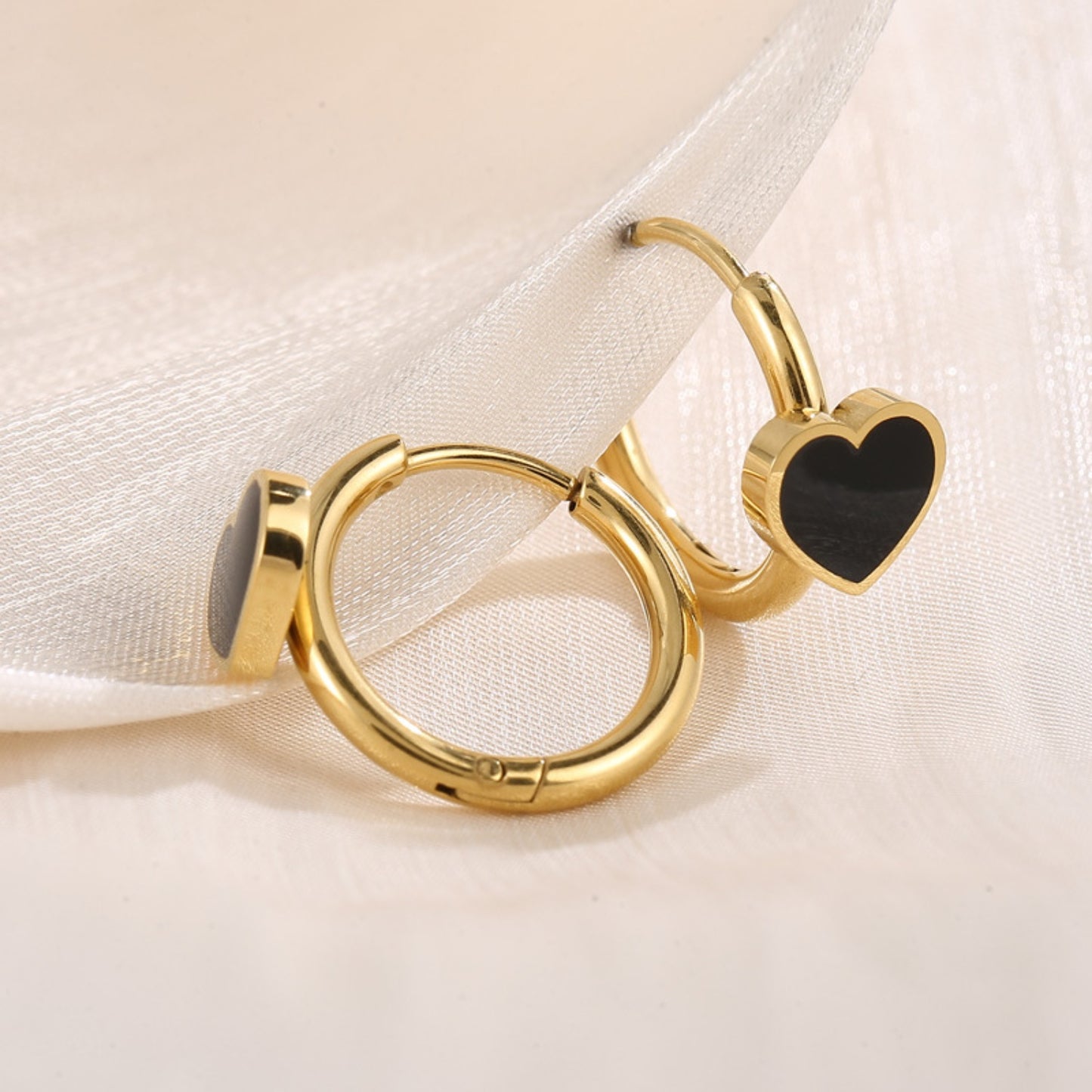 Stainless Steel Heart Huggie Earrings