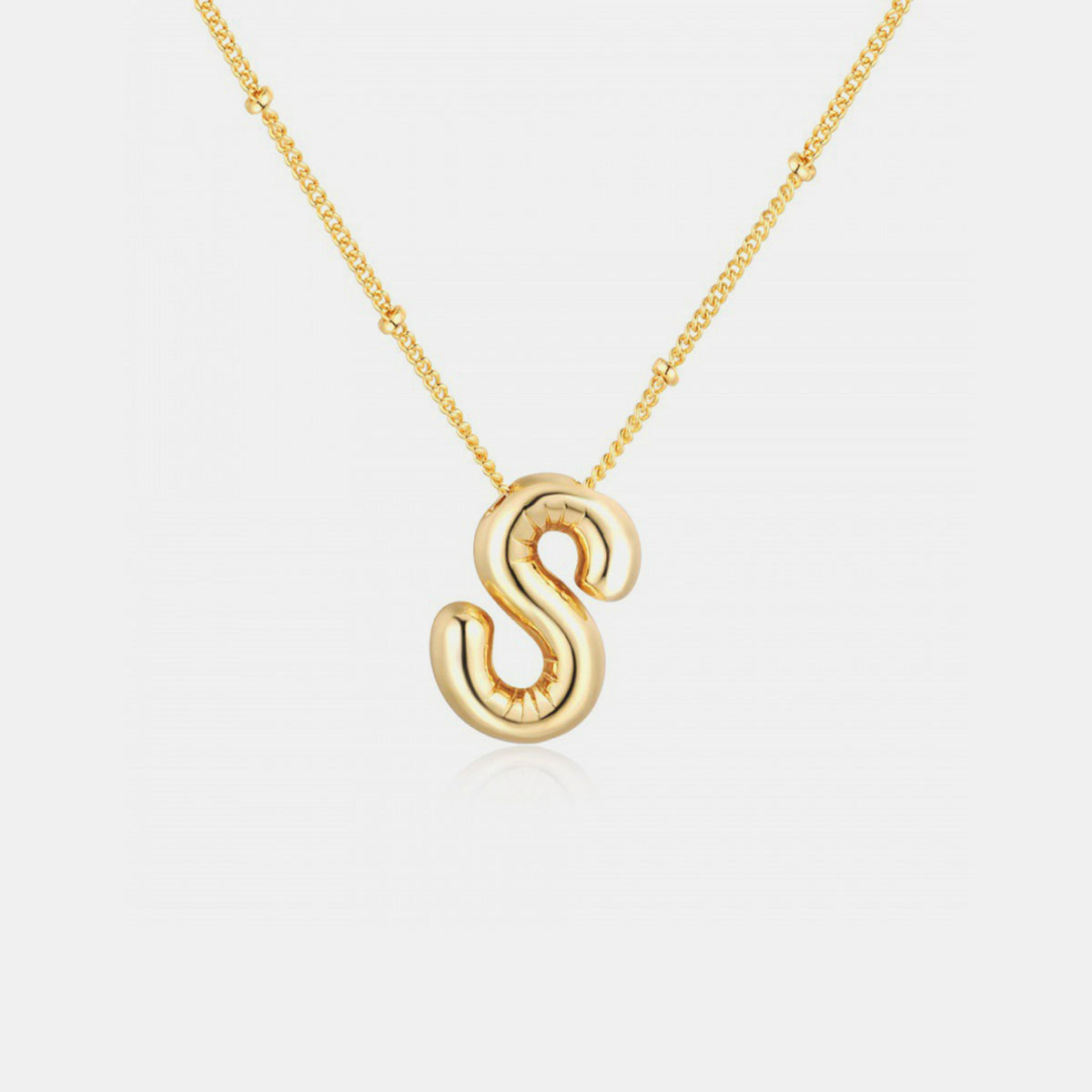 Gold-Plated Bubble Initial Necklace (K-S)