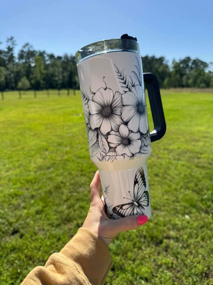 Butterfly Floral 40 oz. Tumbler