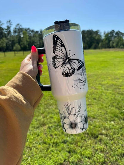 Butterfly Floral 40 oz. Tumbler