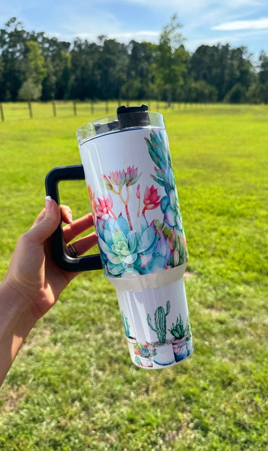 Succulent Cactus Floral 40 oz. Tumbler