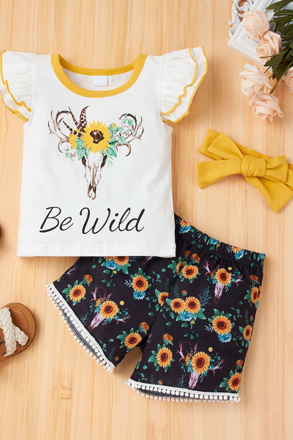 Western Sunflower Graphic Tee and Shorts