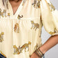 Tiger Printed Notched Blouse