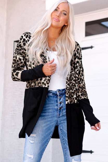 Leopard Color Block Cardigan