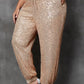 Stylish Sequin Drawstring Joggers with Pockets
