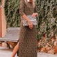 Stylish Leopard Long Sleeve Slit Dress