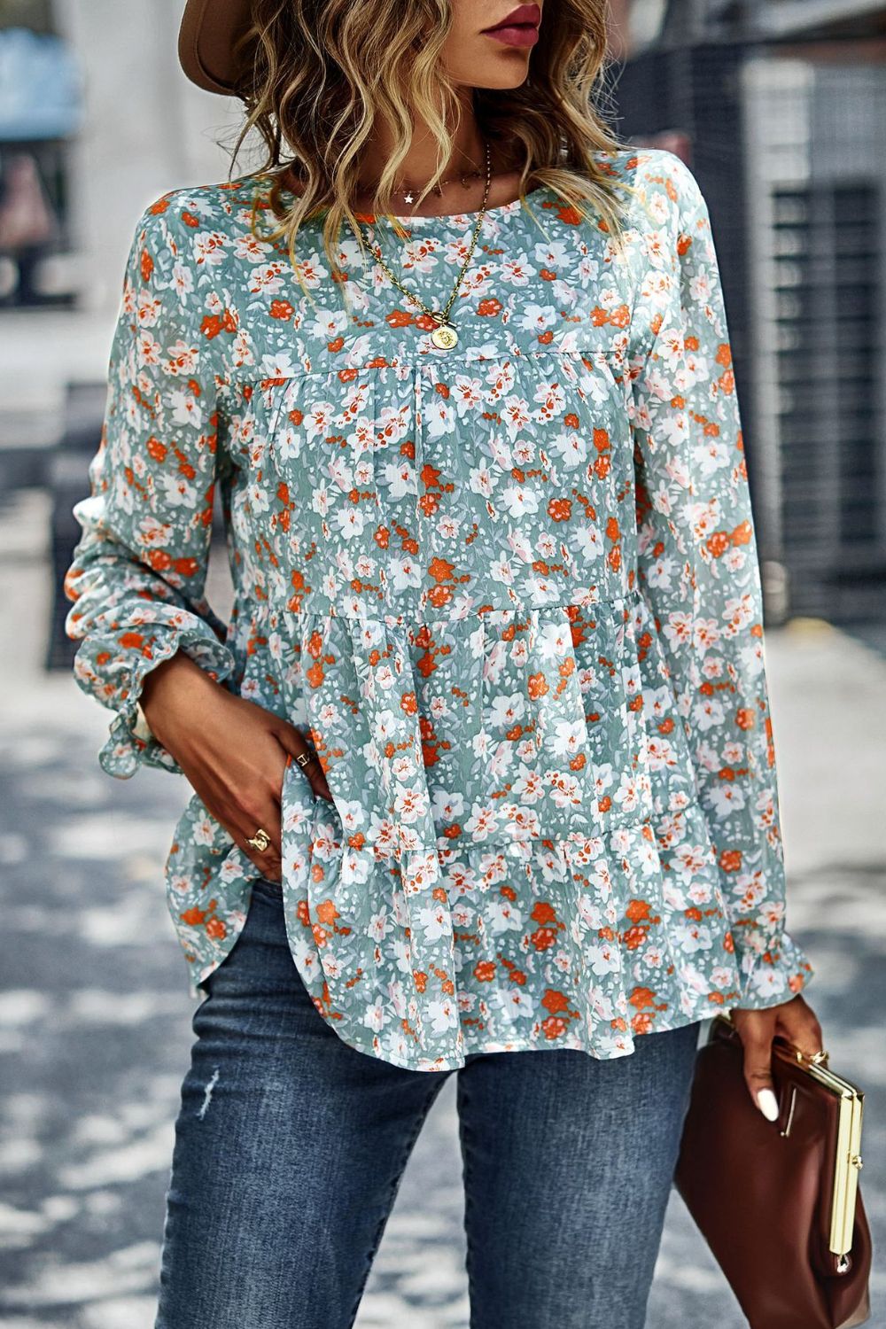 Lovely Floral Tiered Blouse