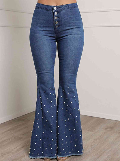 Concert Ready Button Fly Flare Jeans