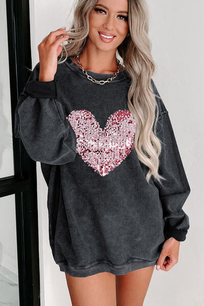 Heart Sequin Sweatshirt