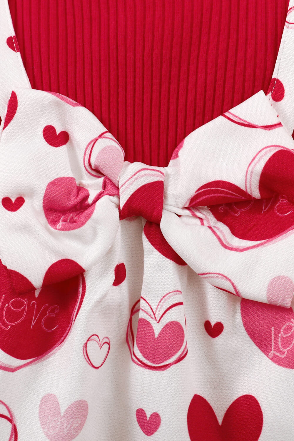 Heart Print Bow Detail Sweater and Flare Pants Set