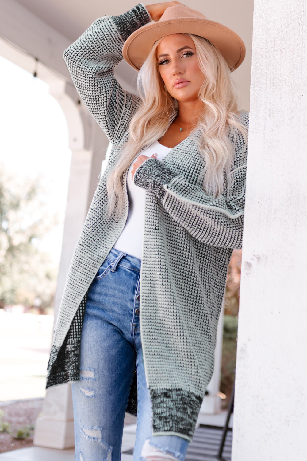 Heathered Open Front Longline Cardigan