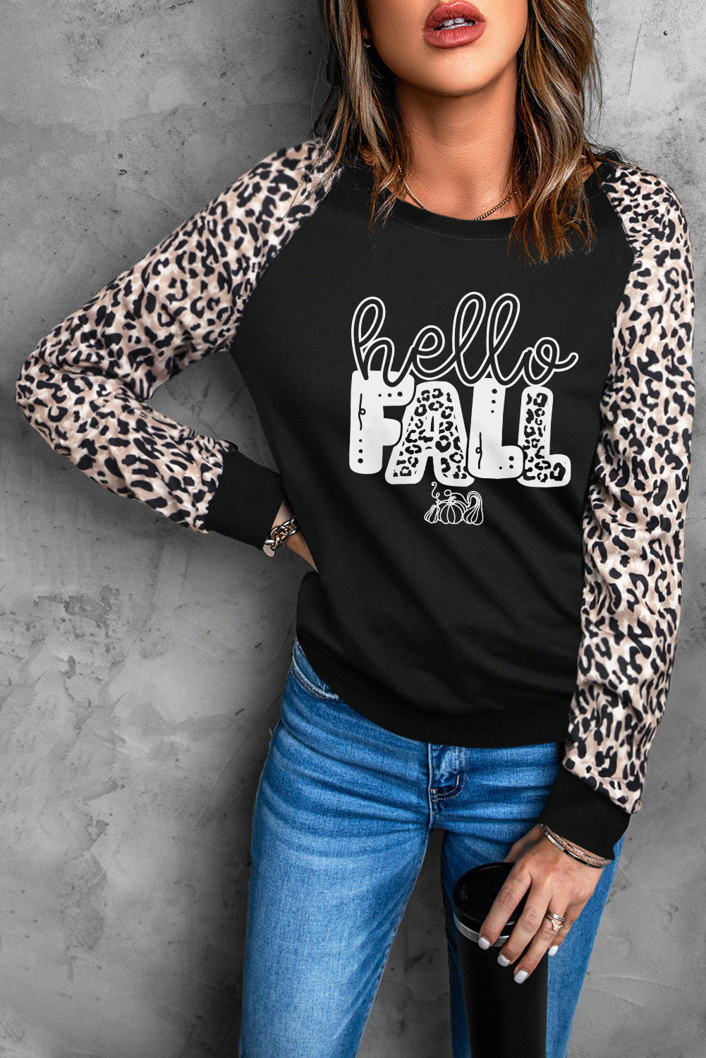 Hello Fall Leopard Sweatshirt