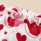 Heart Print Bow Detail Sweater and Flare Pants Set