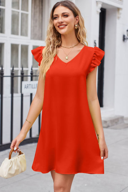 Moonlight In Full Flutter Sleeve Dress