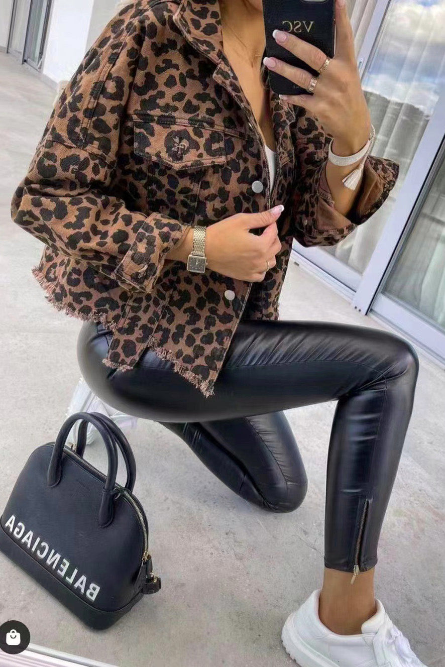 Leopard Denim Jacket