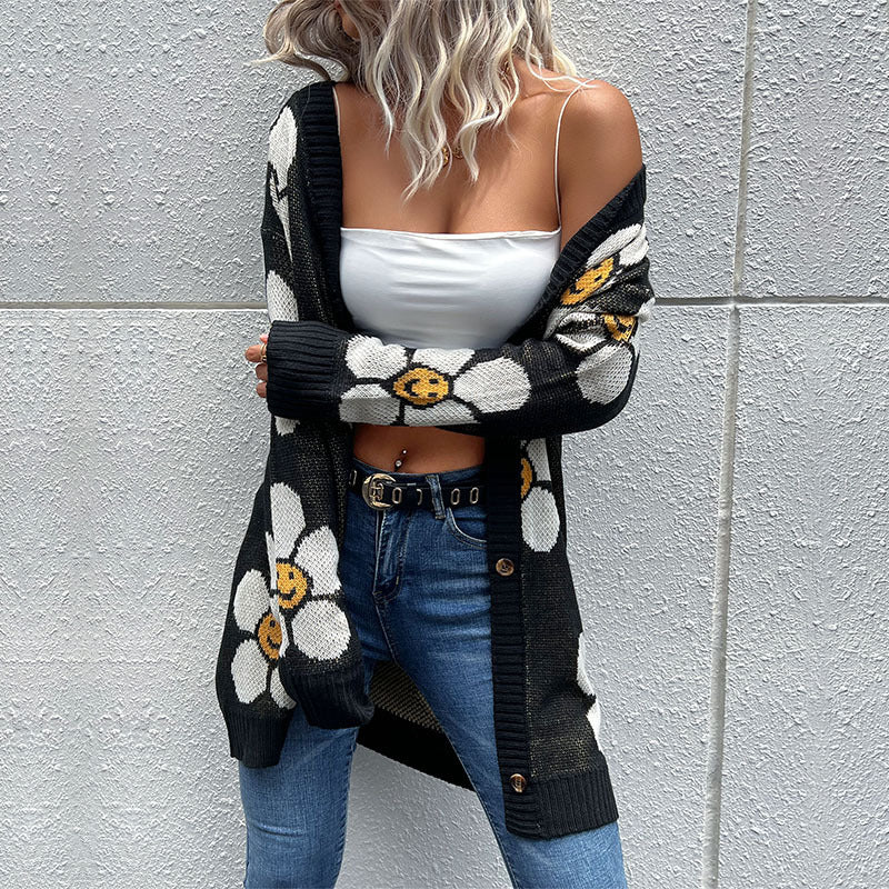 Floral Smiley Face Cardigan