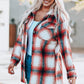Plaid Button Up Shirt Jacket with Pockets