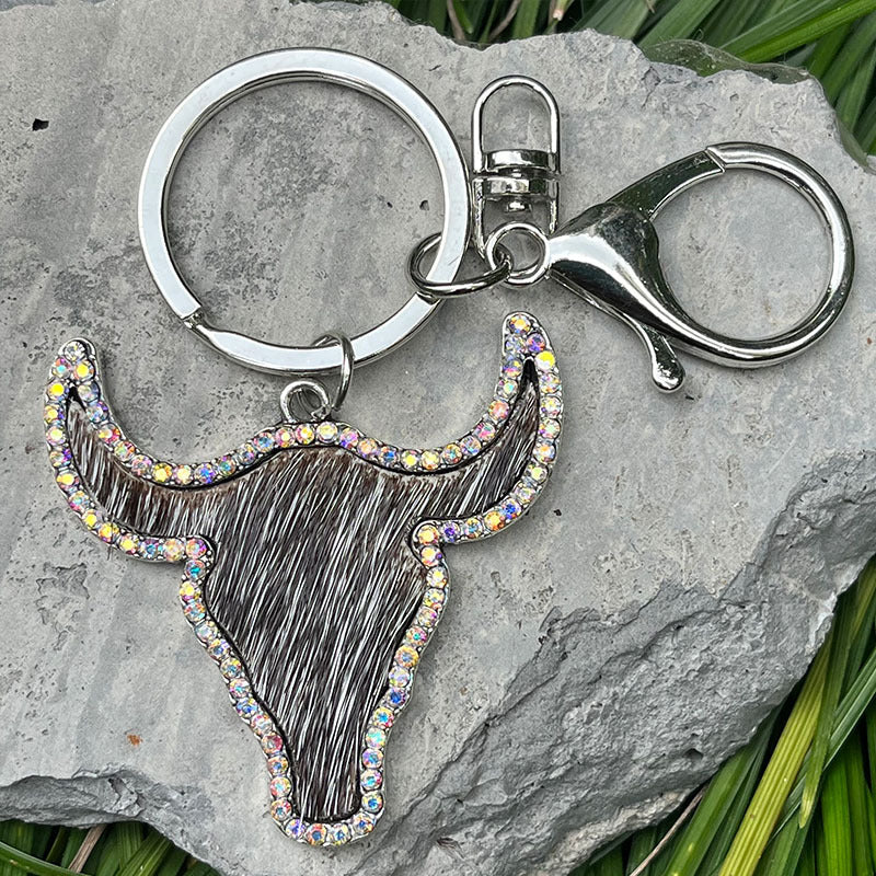 Bull Shape Rhinestone Key Chain