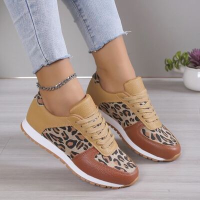 Animal Print Boutique Style PU Leather Sneakers