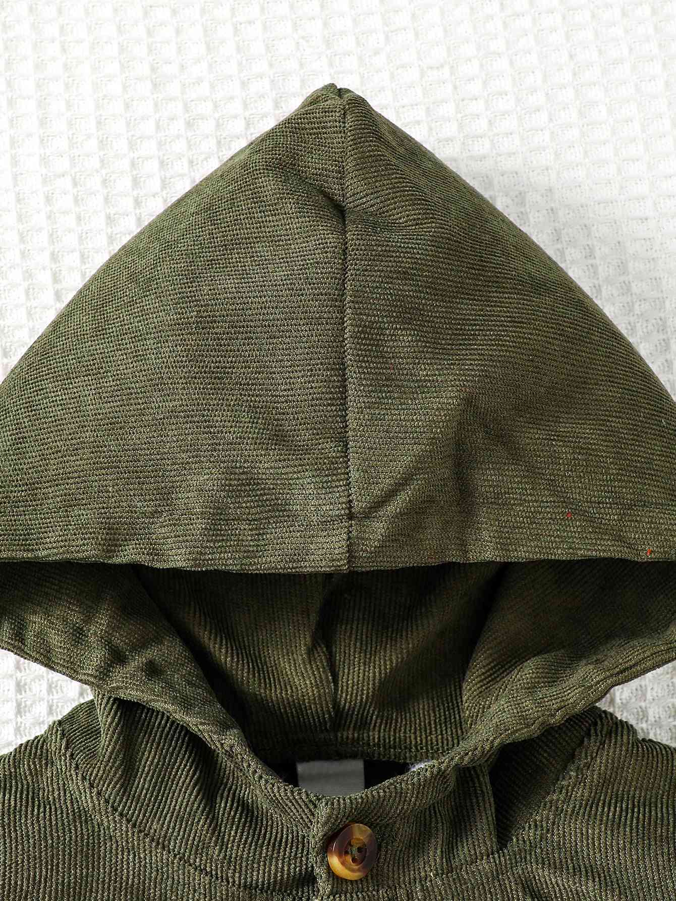Army Green Buttoned Hoodie with Pockets