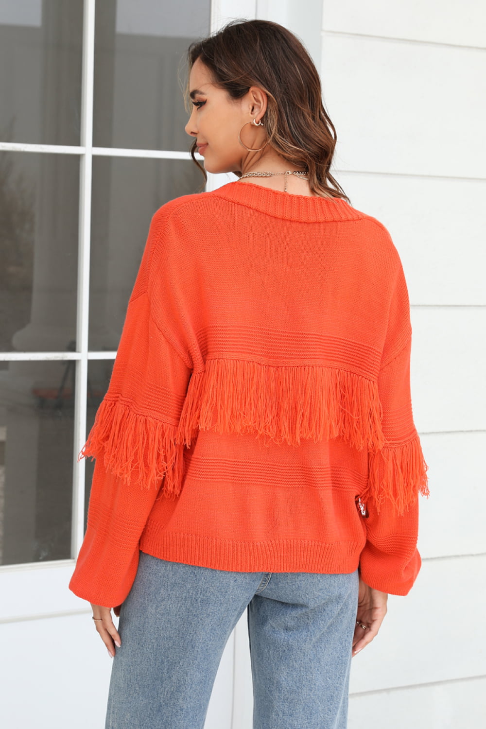 Stylish Open Front Cardigan With Fringe