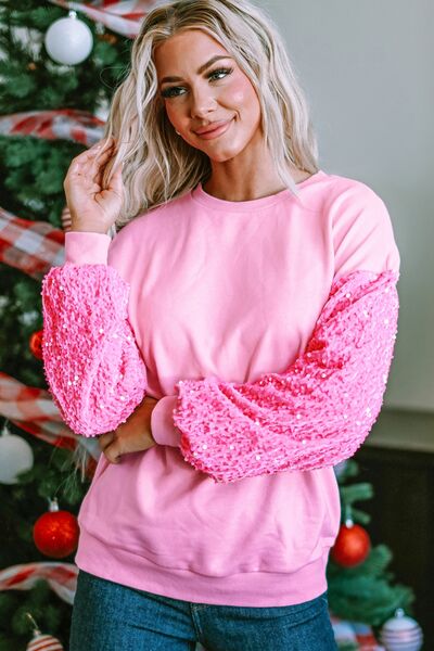 Sequin Sleeve Sweatshirt