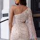 Sequin Cutout One-Shoulder Dress