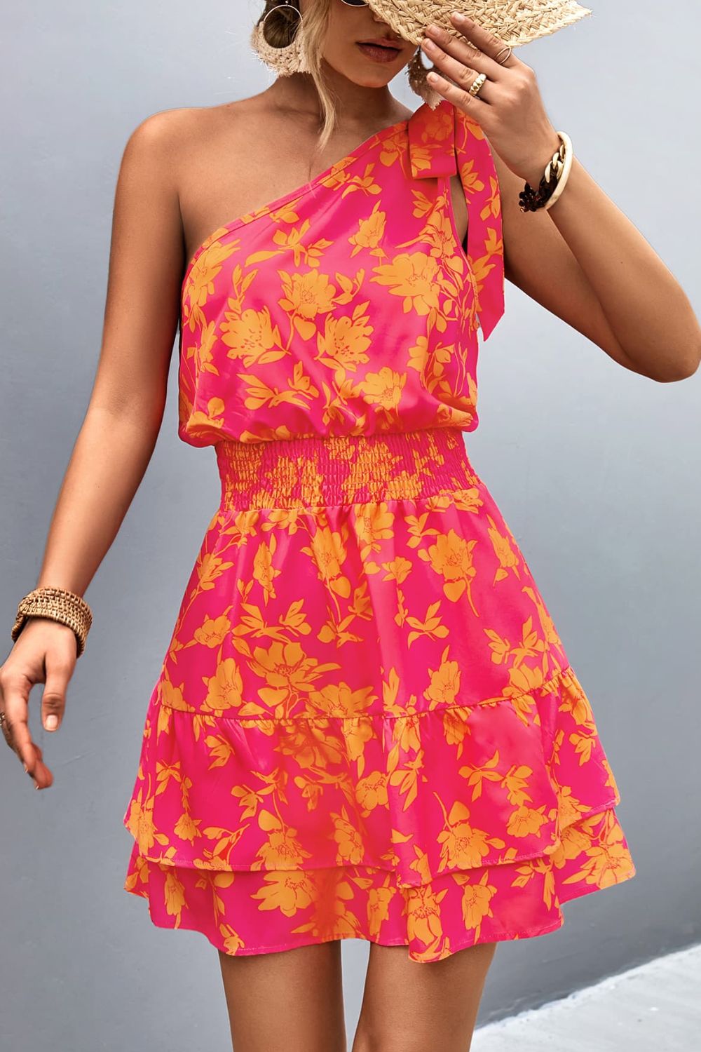 Brittany Floral One-Shoulder Dress