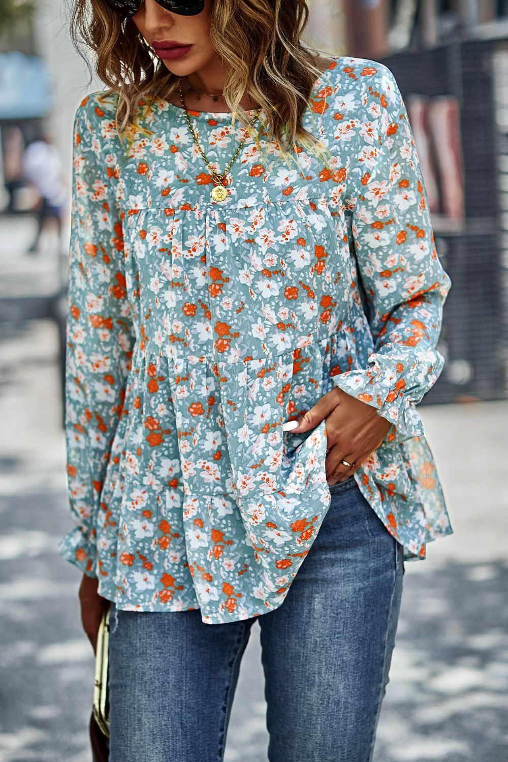 Lovely Floral Tiered Blouse