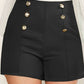 Decorative Button High Waist Shorts